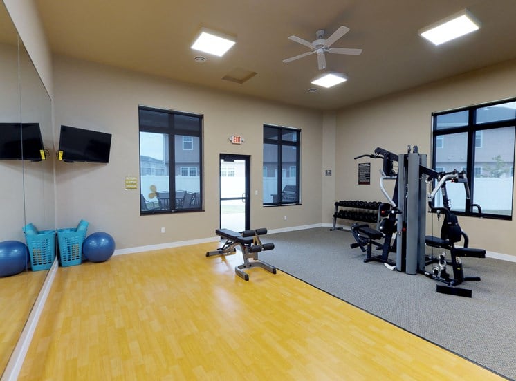 workout room, fitness center, gym equipment